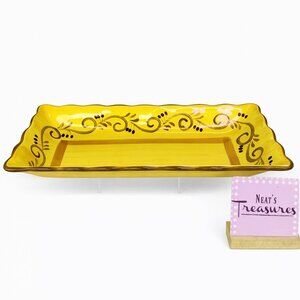 Home Trends ITALIAN VILLA Berry Scrolls Yellow Green 17" Retangular Serving Tray